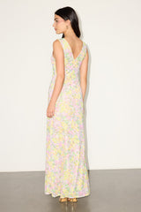 Earhart Yellow Multi Floral Mesh Maxi Dress