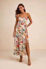 Amara White Multi Paisley Print Wrap Midi Dress