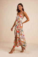 Amara White Multi Paisley Print Wrap Midi Dress