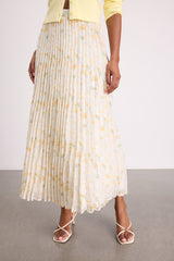 Calla Ivory Floral Pleated Midi Skirt
