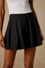 Madalina Black Pleated High-Rise Shorts