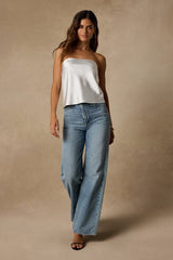 Lola Ivory Satin Cowl Back Top