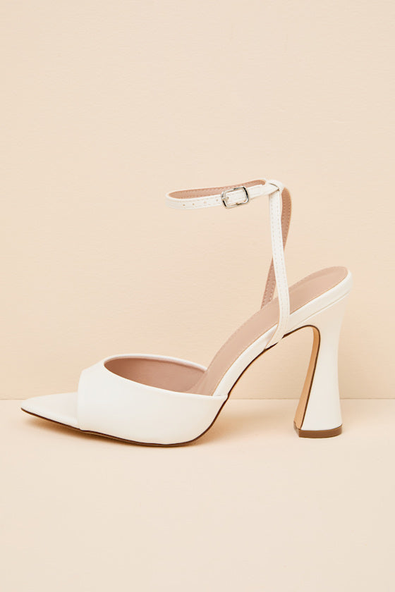 Wayla White Ankle Strap High Heel Sandals