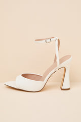 Wayla White Ankle Strap High Heel Sandals
