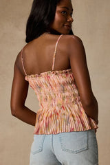 Demeter Blush Multi Floral Peplum Tank Top