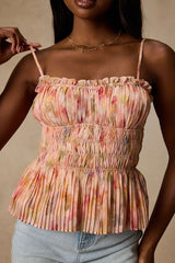 Demeter Blush Multi Floral Peplum Tank Top