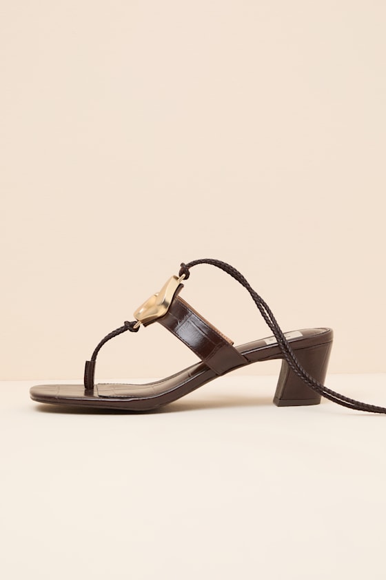 Stanza Brown Lace-Up Low Heel Sandals