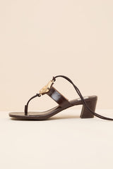 Stanza Brown Lace-Up Low Heel Sandals