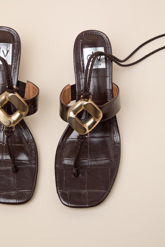 Stanza Brown Lace-Up Low Heel Sandals