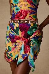 Kysa Yellow Multi Floral Wrap Skort