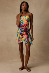 Kysa Yellow Multi Floral Wrap Skort