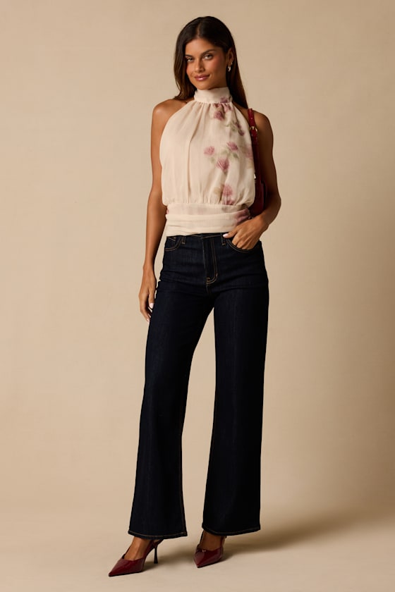 Mariana Ivory Floral Tie-Back Top