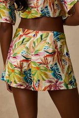 Talise Ivory Multi Tropical Print High-Rise Shorts