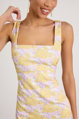 Truly the Cutest White Multi Satin Square Neck Mini Dress