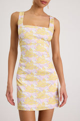 Truly the Cutest White Multi Satin Square Neck Mini Dress