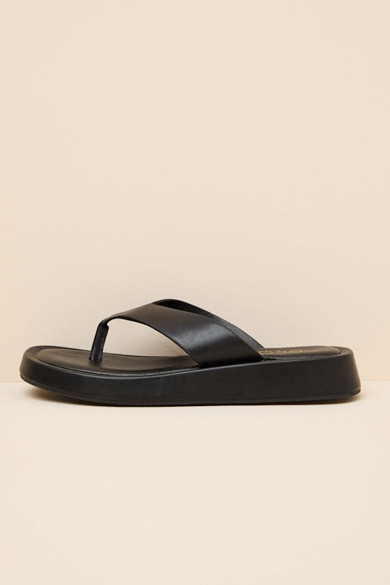 Mallorca Black Platform Thong Sandals