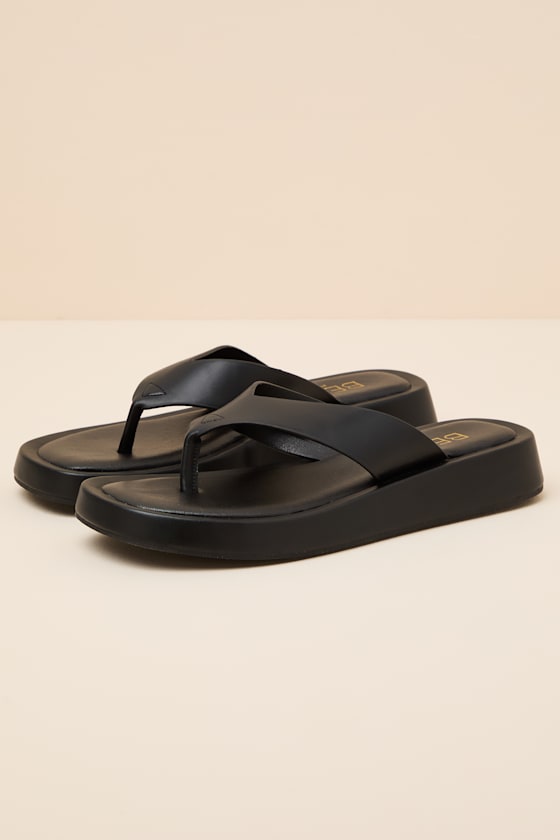 Mallorca Black Platform Thong Sandals