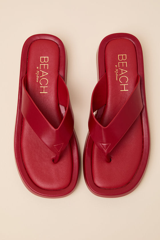 Mallorca Red Platform Thong Sandals
