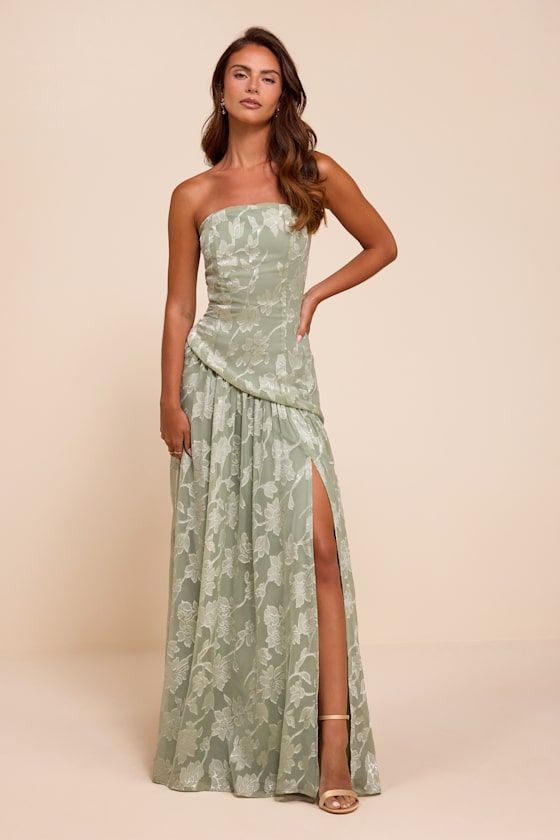 Allison Sage Floral Burnout Drop Waist Maxi Dress