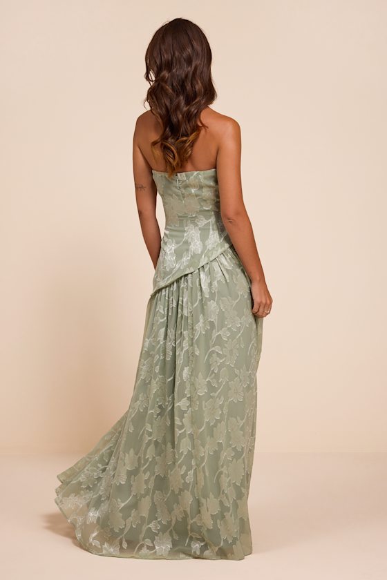 Allison Sage Floral Burnout Drop Waist Maxi Dress