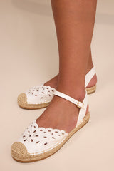 Meeka White Ankle Strap Flatform Espadrilles