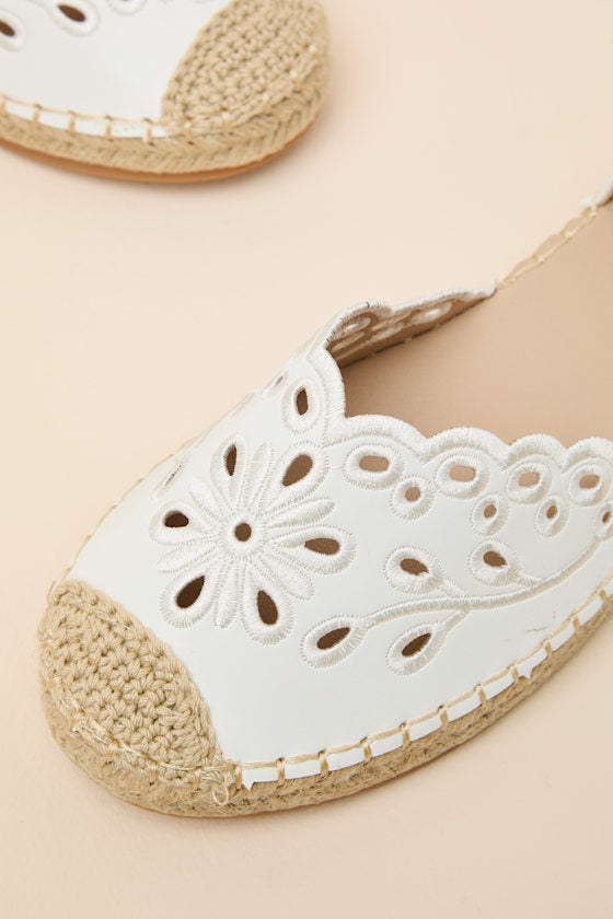 Meeka White Ankle Strap Flatform Espadrilles