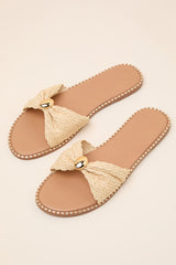 Robby Beige Raffia Slide Sandals