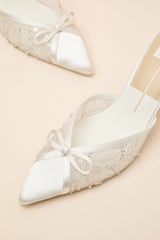 Emit Soft White Beaded Pointed-Toe Mule Pumps