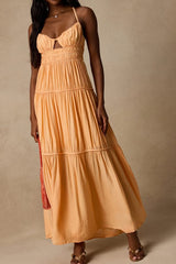 Devaney Light Orange Tie-Back Maxi Dress