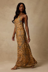 Abra Yellow Multi Boho Print Beaded Maxi Dress