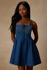 Laylie Medium Wash Smocked Mini Dress