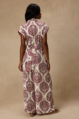 Dolla White and Magenta Boho Print Wide-Leg Jumpsuit