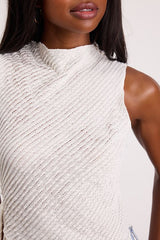 Kye White Crochet Lace Asymmetrical Tank Top