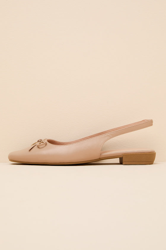 Camisa Beige Slingback Low Heel Pumps