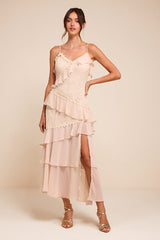 Shay Cream Tiered Lace Midi Dress