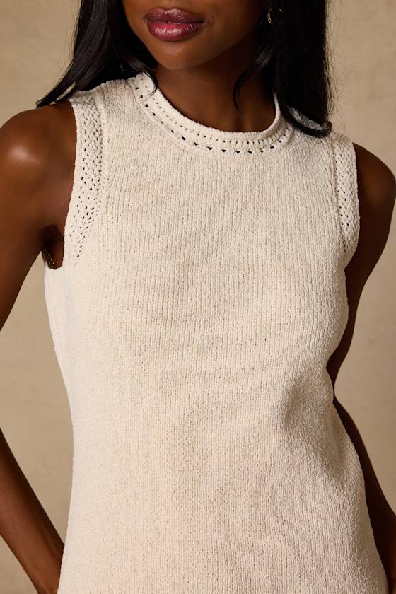 Hollis Ivory Sweater Knit Tank Top