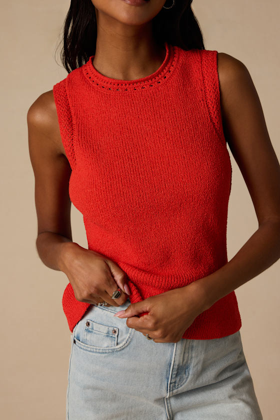 Hollis Bright Red Sweater Knit Tank Top