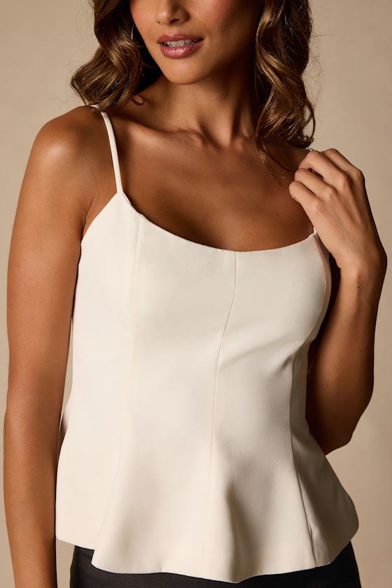 Sanvi Cream Peplum Cami Top