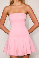 Marlise Light Pink Ponte Knit Strapless Skater Mini Dress