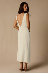 Connie Ivory Lace Tie-Front Midi Dress