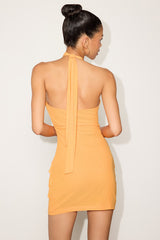 Luisa Light Orange Mesh Bodycon Mini Dress
