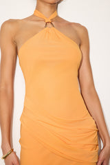 Luisa Light Orange Mesh Bodycon Mini Dress