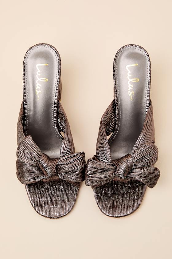 Dorothea Metallic Gunmetal Knotted High Heel Sandals