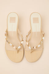 Daksie Light Natural Raffia Kitten Heel Thong Sandals