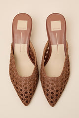 Cleo Loop Brown Raffia Mule Pumps