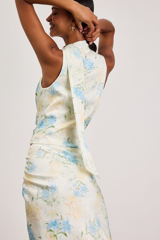 Patrice Cream Multi Floral Sash Scarf Top