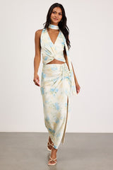 Patrice Cream Multi Floral Sash Scarf Top