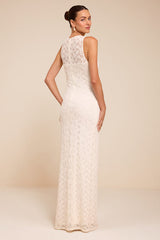 Asteria White Lace Column Wedding Dress
