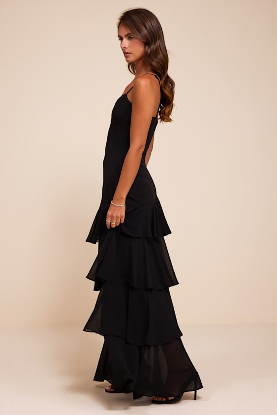 Amaria Black Tiered Maxi Dress