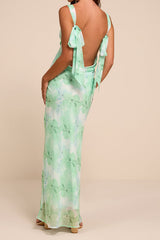 Eudora Mint Green Floral Cowl Back Maxi Dress